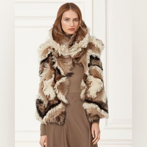 Ralph Lauren Collection ~ Fall 15 Geometric Multi Patchwork Lamb Shearling Vest - Picture 1 of 17
